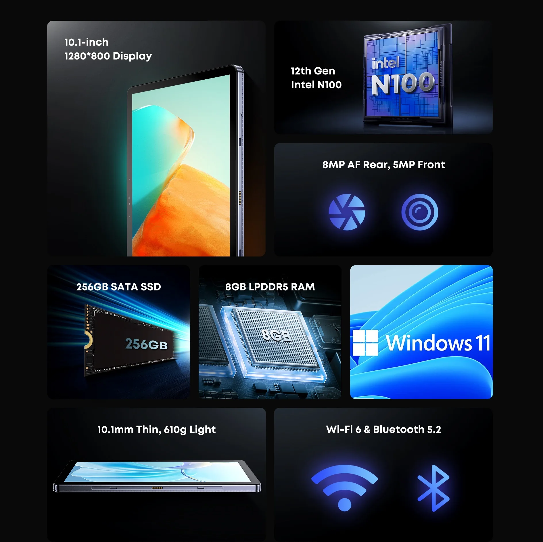 CHUWI Hi10 X1/X2 2 In 1 Tablet 10.1inch Display Intel N150/i3 