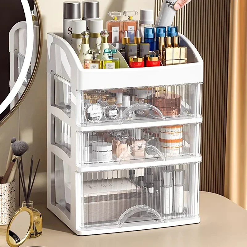 

2-3 Layer Drawer Type Storage Rack Jewelry Lipstick Perfume Makeup Skin Care Organizer Box Desktop Cosmetics Boxes