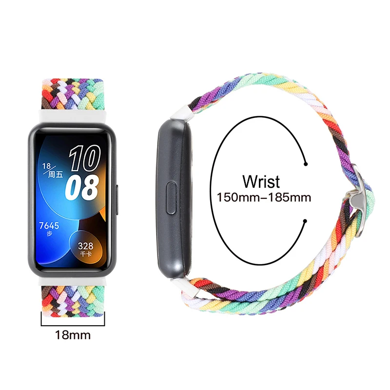 สายรัดสำหรับ Huawei Band 7 8 9อุปกรณ์เสริมสายถักเดี่ยวแบบปรับได้สายรัดข้อมือไนลอนยืดหยุ่นสายรัดข้อมือสายรัดข้อมือ Huawei 8วง