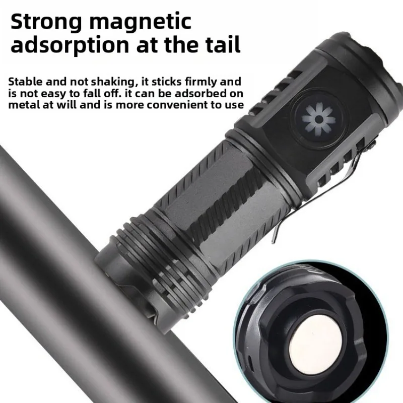 Mini 3-Eye LED Flashlight, Super Bright Laser Cannon, Portable Camping Light with Strong Magnet & Pen Clip, Small Torch