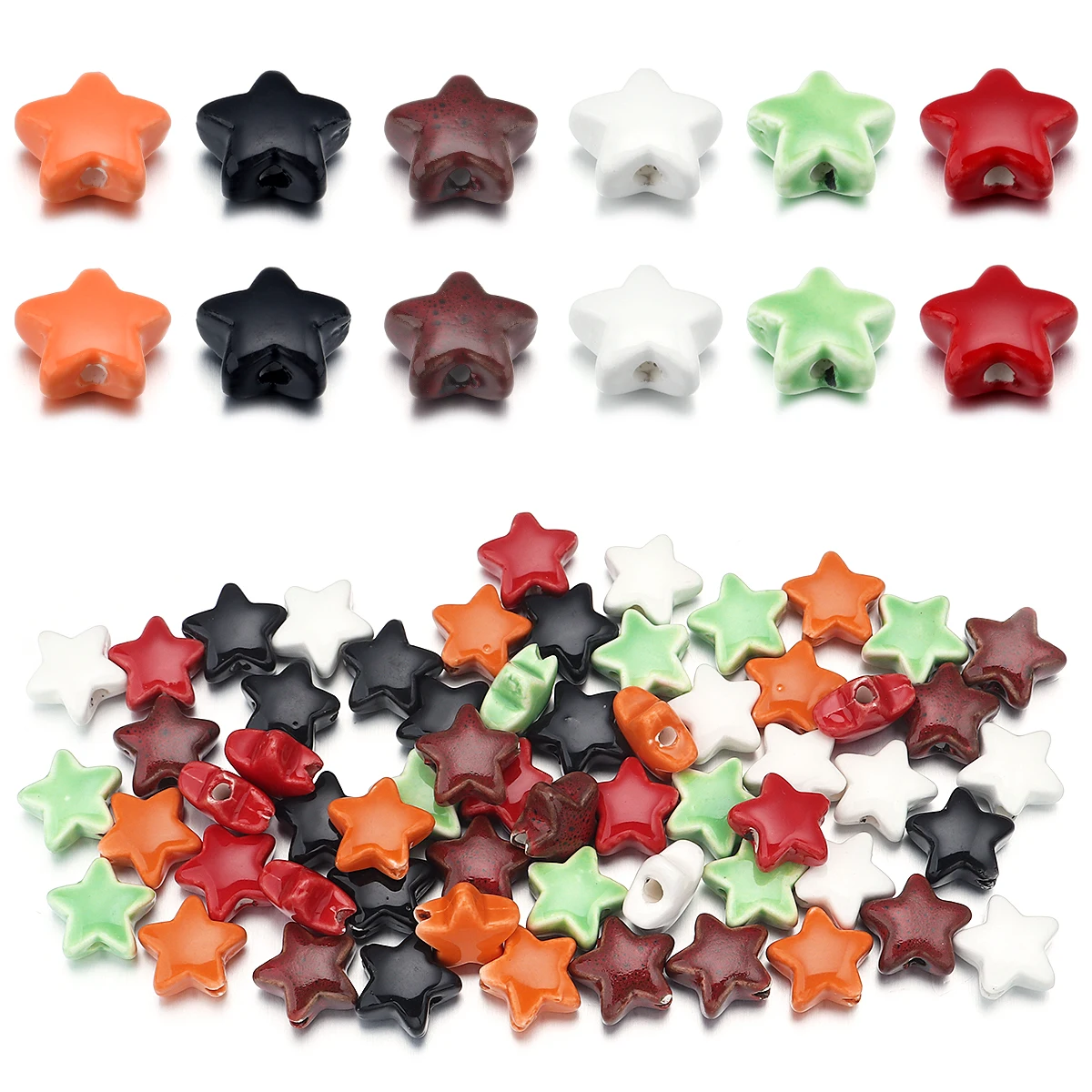 10pcs/lot 14mm Colorful Star Ceramic Beads Spacer Loose Beads For Jewelry Making DIY Bracelet Necklace Charms Accessories