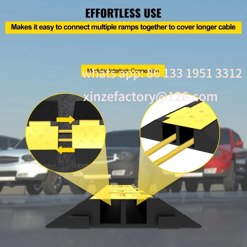 تخصيص SucceBuy 2 قناة كابل حامي منحدر سلك واقي الحبل منحدر درب المطاط سرعة المرور المطاطية للطرق السريعة ،