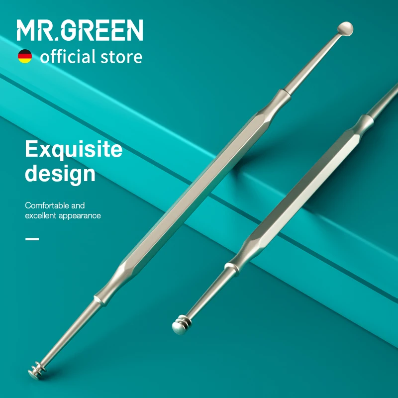 MR.GREEN Double Head usuwanie woskowiny do czyszczenia uszu zakończone z dwóch stron usuwanie woskowiny 360 ° czyszczenie patyczek do uszu narzędzia do pielęgnacji uszu ze stali nierdzewnej