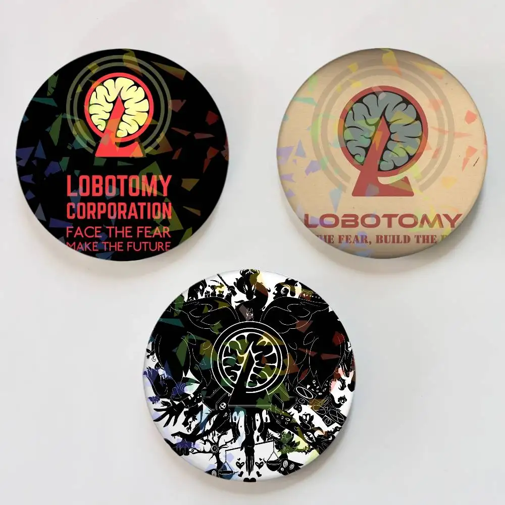 Game Lobotomy Corporation Round Badge Lapel Pins for Backpacks Briefcase Laser Brooch Clothes Gifts
