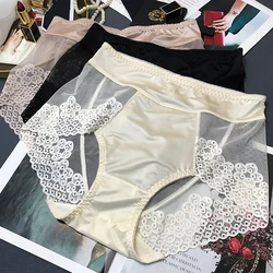 Traceless Briefs Lace Women's Panties Butt Lift Underpanties Tighten the Abdomen Gorgeous Lingerie High Waist Silk Large Size