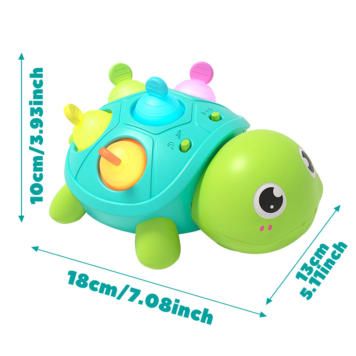 Giocattolo tartaruga per bambini, giocattoli striscianti per bambini con luce e suono, regali di compleanno educativi per lo sviluppo infantile per ragazzo e ragazza