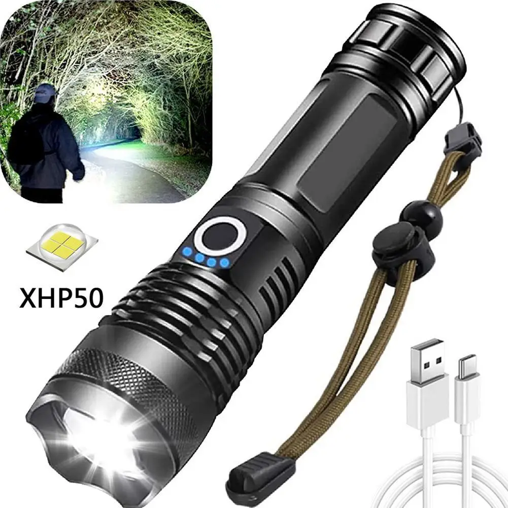 

1Pc Aluminium Alloy Zoomable Flashlight Rechargeable High-Powered Beam Portable Long-range Flashlight