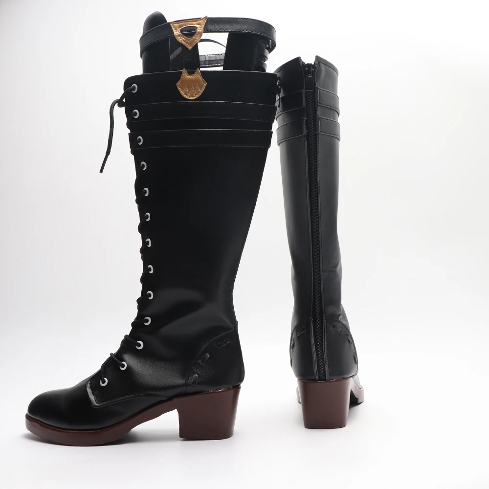Genshin Impact Lyney Scarpe Cosplay Gioco Anime Halloween Natale Cosplay Stivali neri