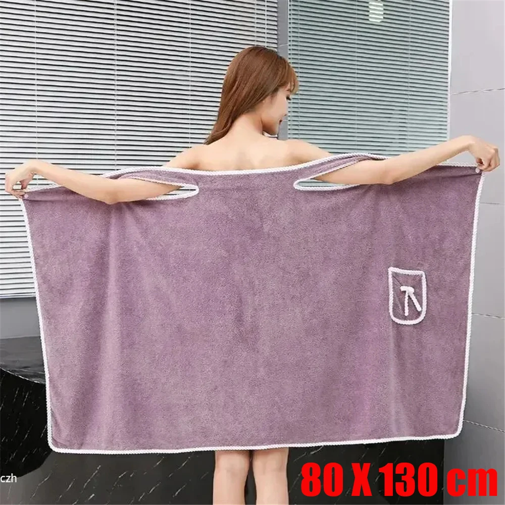80X130CM Wearable Womens Bath Towels Girls Fast Drying Bathing Beach Spa Bathrobes Wash Clothing, Shower Bath And Gym Tower Soft