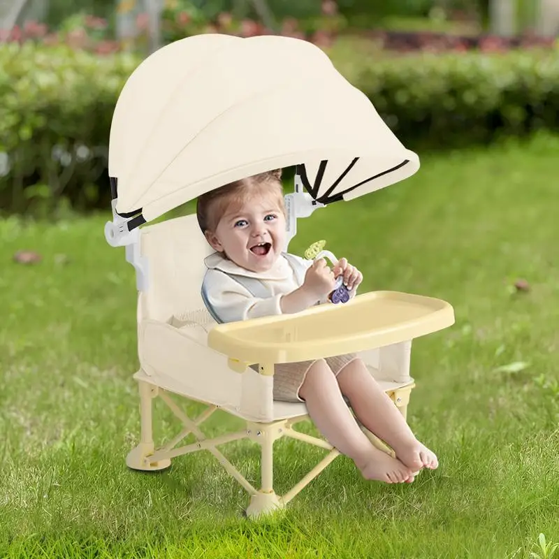 Toddler Feeding Chair Baby Furniture Supplies Booster Seat Dining Chair With Removable Tray And Sunshade For Baby  Travel Beach