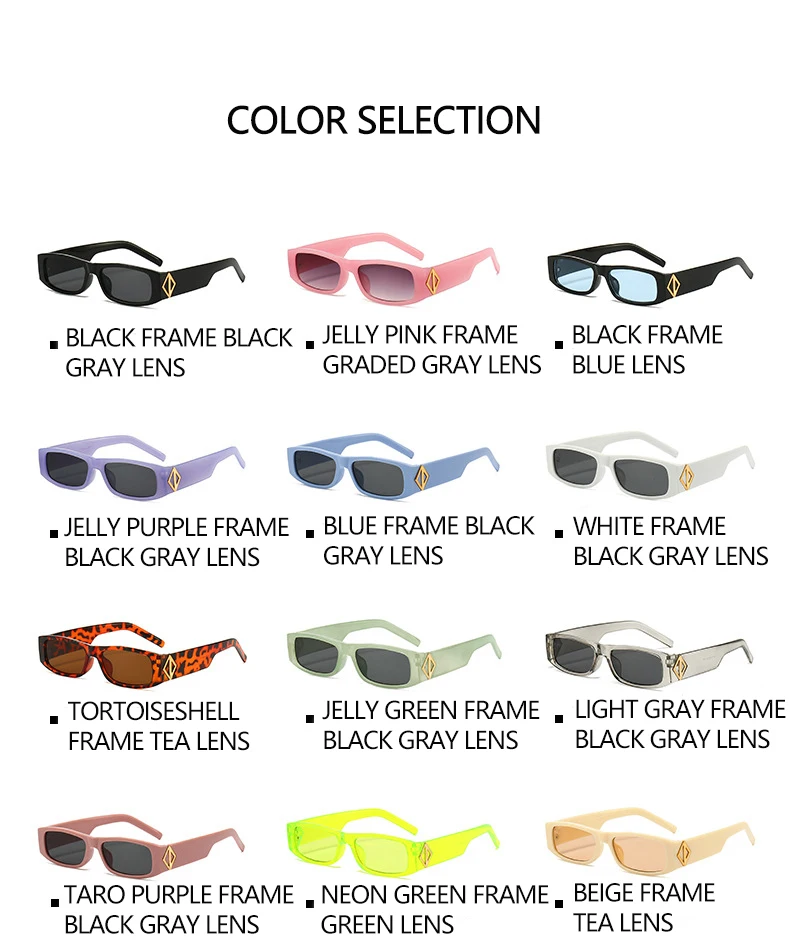 Neue schmale quadratische Sonnenbrille im modischen Stil, PC-Material, goldene Logo-Dekoration, trendiger Streetstyle, Unisex-Sonnenbrille 5378 – Detail 8