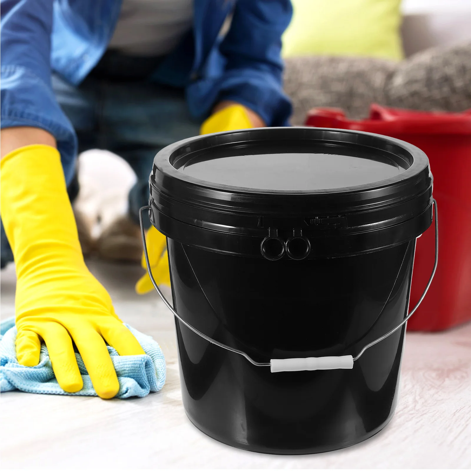 Paint Tin Storage Bucket 10 Liter White Abs Outdoor Favor Containers Black Hdpe Hand-held