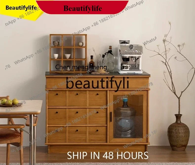 

G153 smt1 Medieval solid wood dining side cabinet integrated locker against the wall multi-functional storage new Chinese tea ca