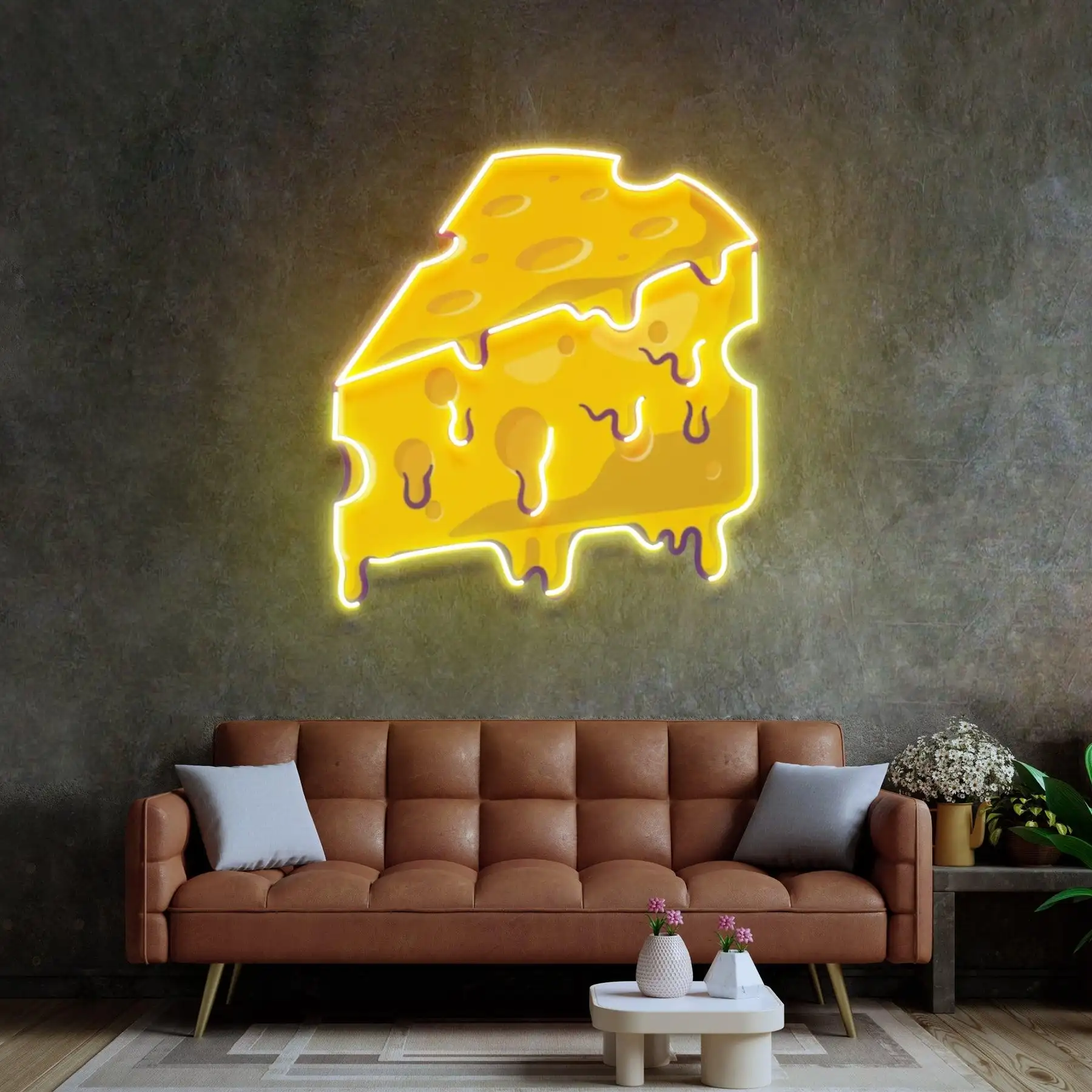 Thick Cheese Slice Led Neon Sign Acrylic Artwork Wall Decor Business Food Sweet Coffee Wall Sign Bedroom Home Decor Bar Club