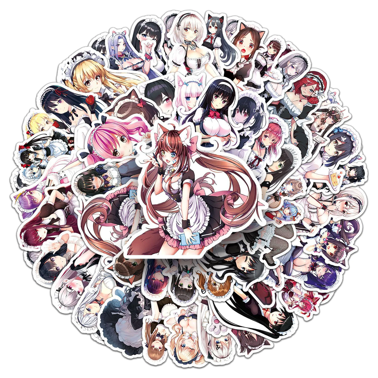10/50Pcs Anime Cartoon Maid Stickers Cute Beauty Computer Cartoon Graffiti Suitcase Notebook Computer DIY Decoration Sticker Toy
