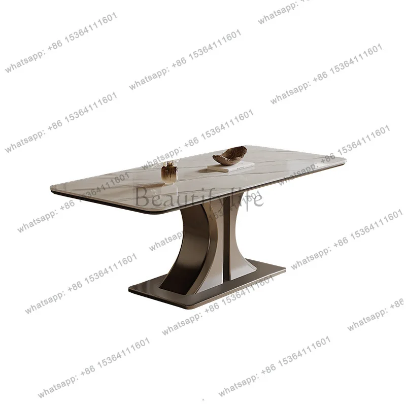 Dining table household modern simple rectangular Italian light luxury rock slab small apartment dining table