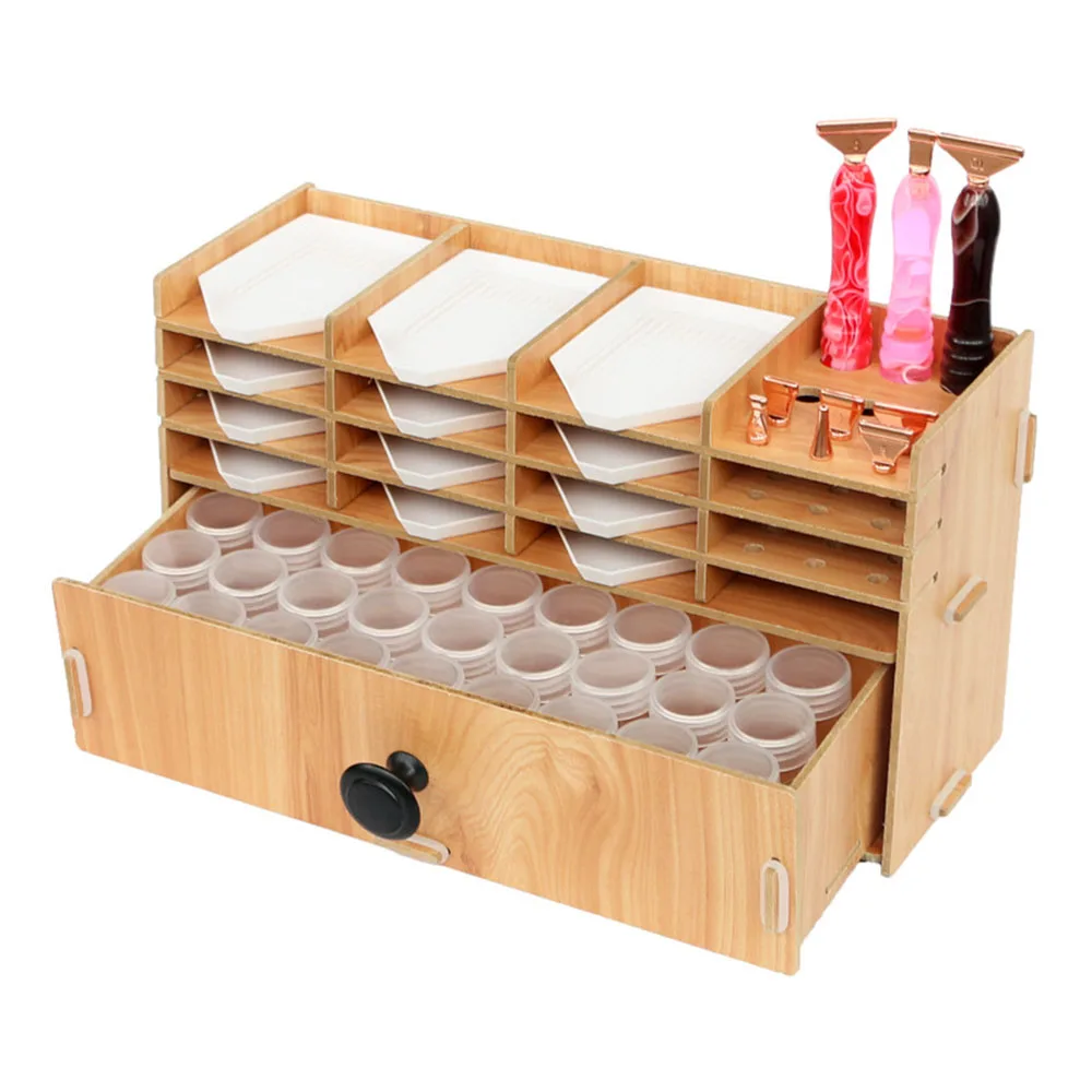 Multi-layer Diamond Painting Drawer Organizer Box Tool Wood Storage Rack DIY Bead Trays Container Organizer Racks