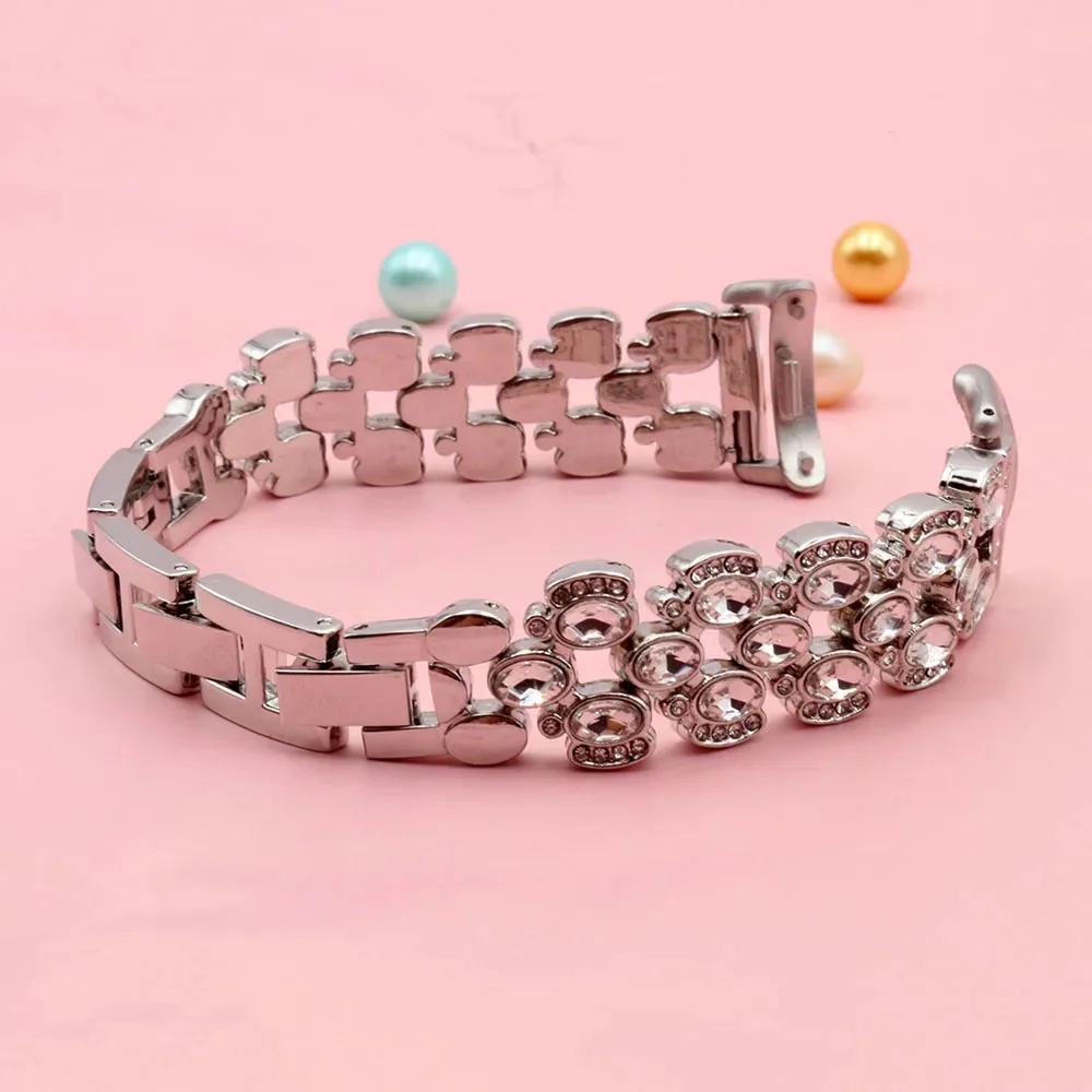 سوار معدني فضي لـ Xiaomi Smart Band 9/ 9 NFC/ 8/ 8 NFC معصمه بديل للنساء سوار ساعة أنيق حزام قابل للتعديل