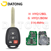 Datong World G 4D72/H 8A Chip 314.3MHz Car Remote Key For Toyota Camry 2012-2016 Corolla 2014-2017 HYQ12BEL HYQ12BDM