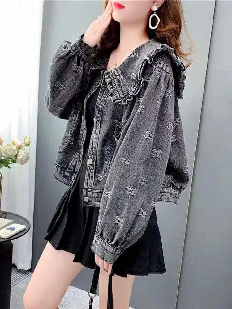 Vintage Streetwear Denim Jackets Long Sleeved Korean Fashion Baggy Short Chaquetas Loose Women's Casual New Retro Coat Top