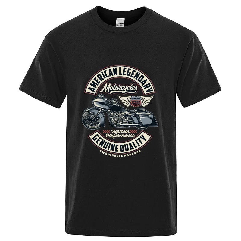 Heavy Duty Motorcycle American legendary Funny Motorcyclist Print T-Shirt Normal Cotton Men's Tops Tees Group New Coming T Shirt