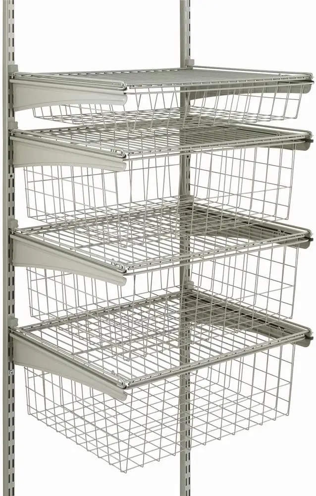 

ShelfTrack Nickel 4-Drawer Kit, Add On Accessory, with Pull Out Mesh Wire Baskets, for Clothes, Socks, Accessories Iman x Magnet