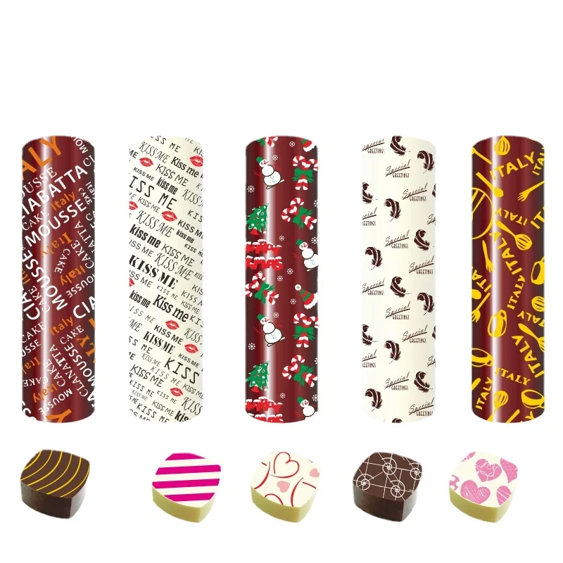 10pcs Chocolate Transfer Paper Mould Happy Birthday Christmas Creative Pattern Bakery Food Grade Cake Decoration