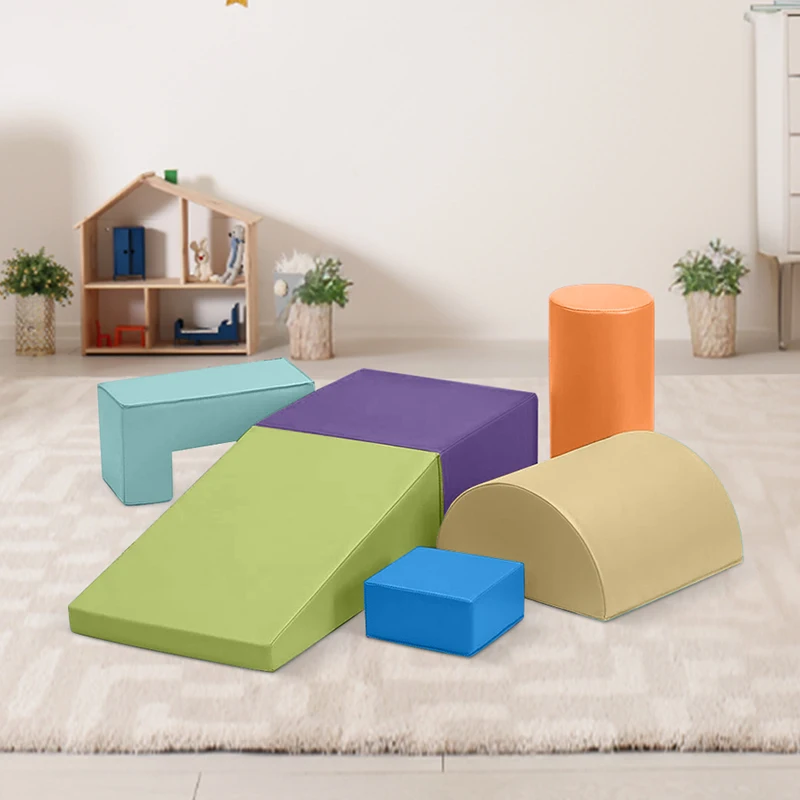 مجموعة ألعاب ناعمة للأطفال الصغار في المنتصف، ملعب داخلي للتسلق والزحف، ألعاب زاوية منزلقة ومسرح لنادي الأطفال #4