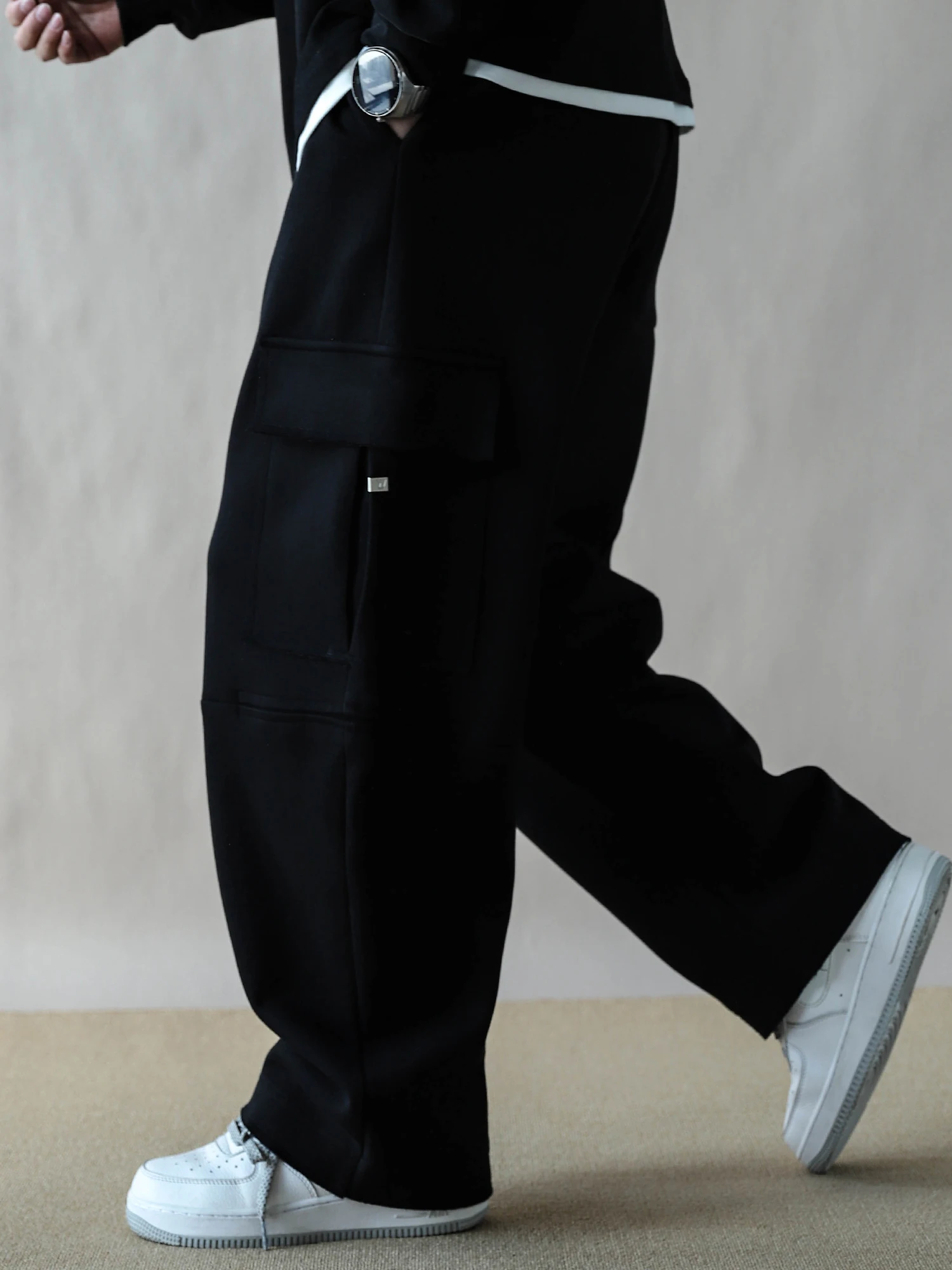 

Heavyweight Men's Workwear Pants Bla Casual Straight Leg Trousers with Multiple kets Spring Autumn Sports Trend