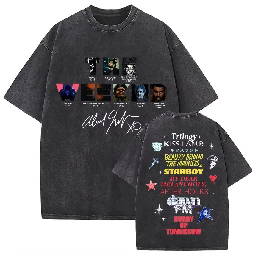 The Weeknd XO Tour 2026 Vintage Gewaschenes Baumwoll-T-Shirt für Männer und Frauen, Pop-Musik Kurzarm-Tee, Rap Hip Hop Gothic Kleidung Oberteile – Detail 12