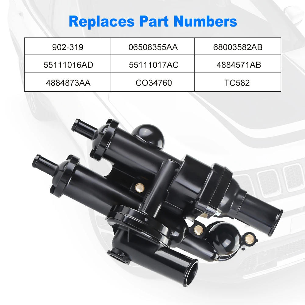 

902-319 Thermostat Housing Kit For Dodge Avenger Caliber Engine Coolant Thermostat Housing For Chrysler Sebring OEM 68003582AB