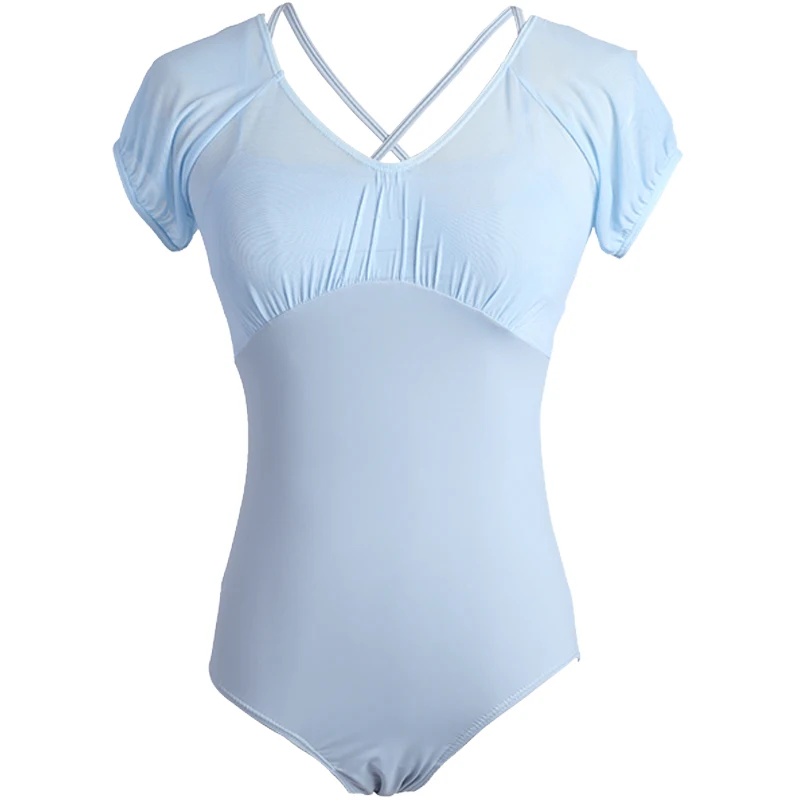 Woman Ballet Leotards Halter Gymnastic Dance Leotard Nylon Mesh Splice Ballet Dancing Bodysuit Adults Swimwear