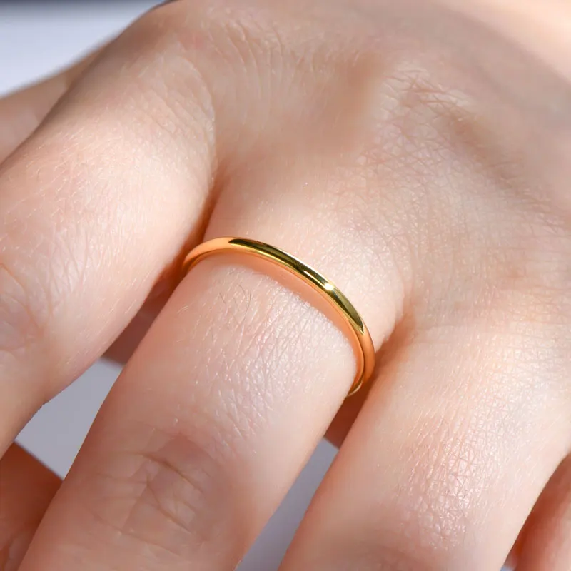 IOGOU 18k خاتم مطلي بالذهب للنساء 925 فضة الاتجاه الجديد في بسيط موضة الزفاف الفرقة حلقة معدنية زوجين غرامة مجوهرات #4