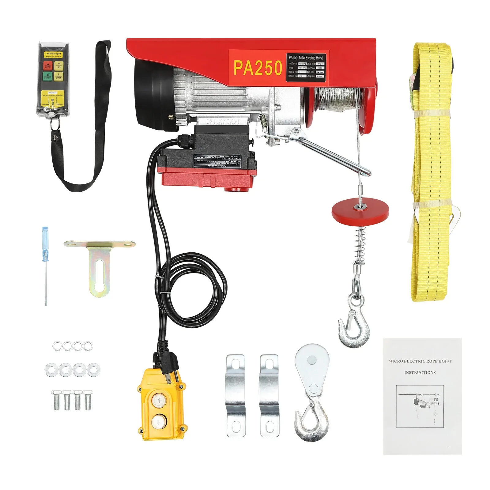 

Heavy-Duty 110V Electric Hoist Winch with Wireless Remote Control – 550LBS Lifting Capacity