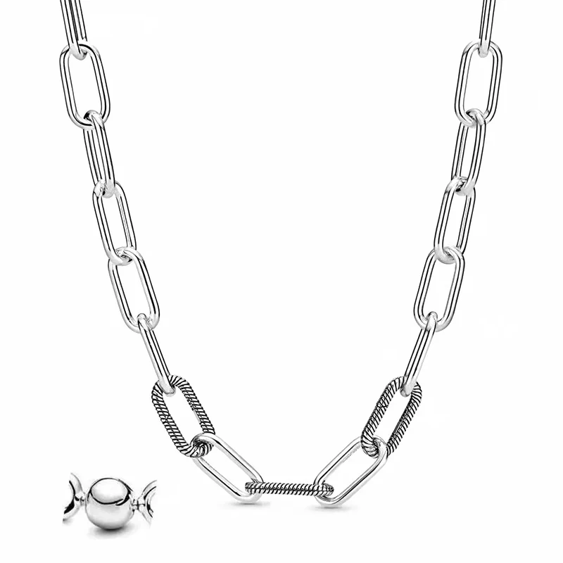 New Classic Versatile 100% 925 Silver Women's ME Series Buckle Neckwear DIY Charming Jewelry Gifts Fashion Light Luxury