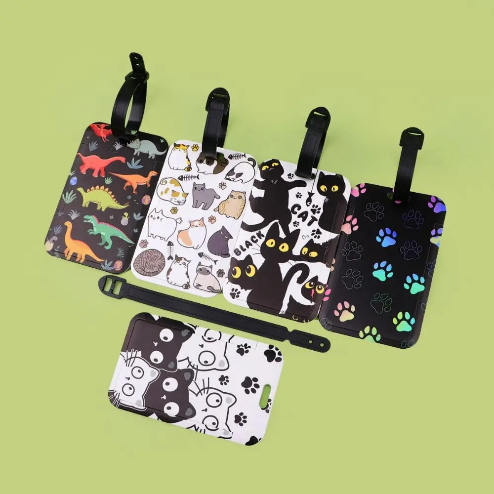 Anti-verlorene Auflistung Kunststoff Gepäckanhänger Künstlerischer Koffer Rucksack Hängeseil Ausweishalter Niedliche Katzen Ausweishalter