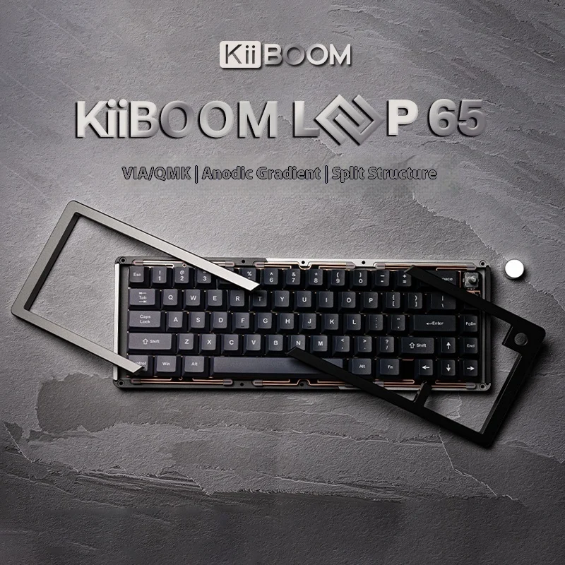 KiiBOOM LOOP65 Three Mode Customized Mechanical Keyboard Split RGB Wireless Bluetooth Aluminum Alloy Support Ergonomics Gift