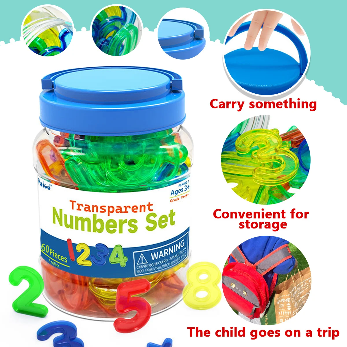 60pcs Colored Numerical Arithmetic Toys, Children's Puzzle Toys, Multifunctional Children's Educational Toys, Numbers Set Toys