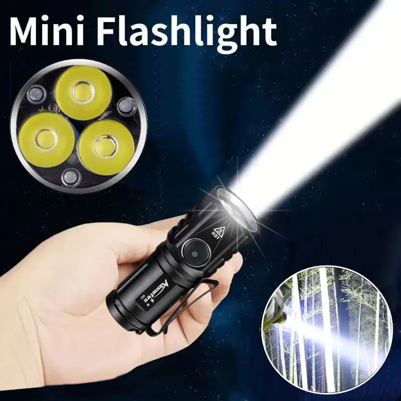 

2000LM Powerful Mini EDC LED Flashlight Portable USB Rechargeable Small Pocket Light Super Bright Torch Camping Lantern X61