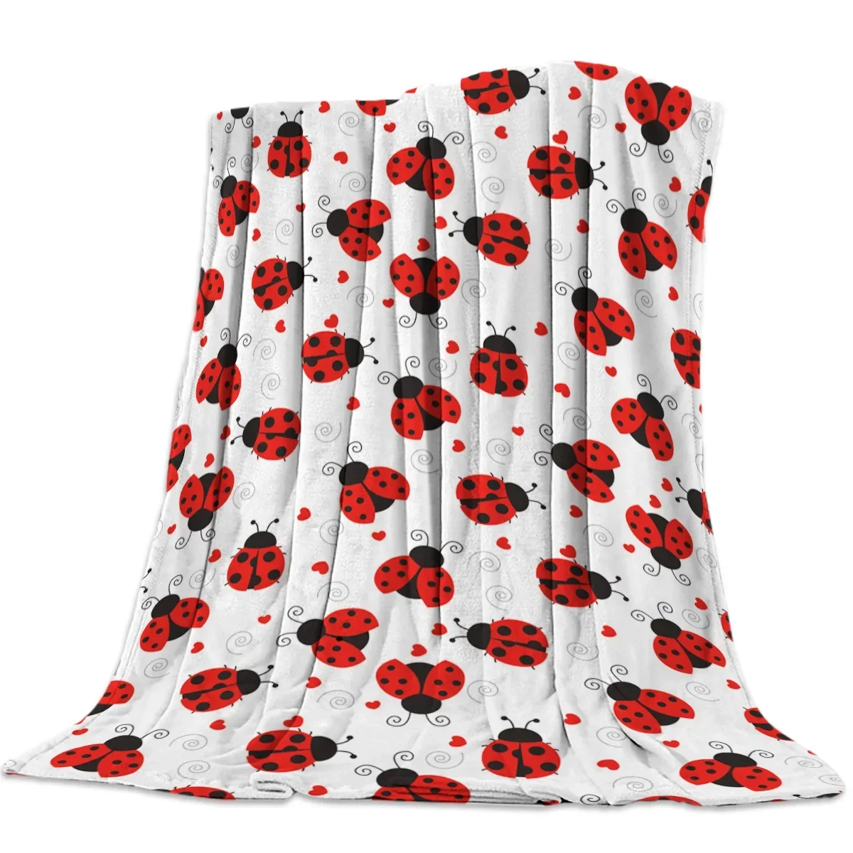 

Супермягкое уютное флисовое одеяло с красной божьей коровкой на белом фоне, легкое одеяло для кровати для взрослых и детей, идеальное Gi