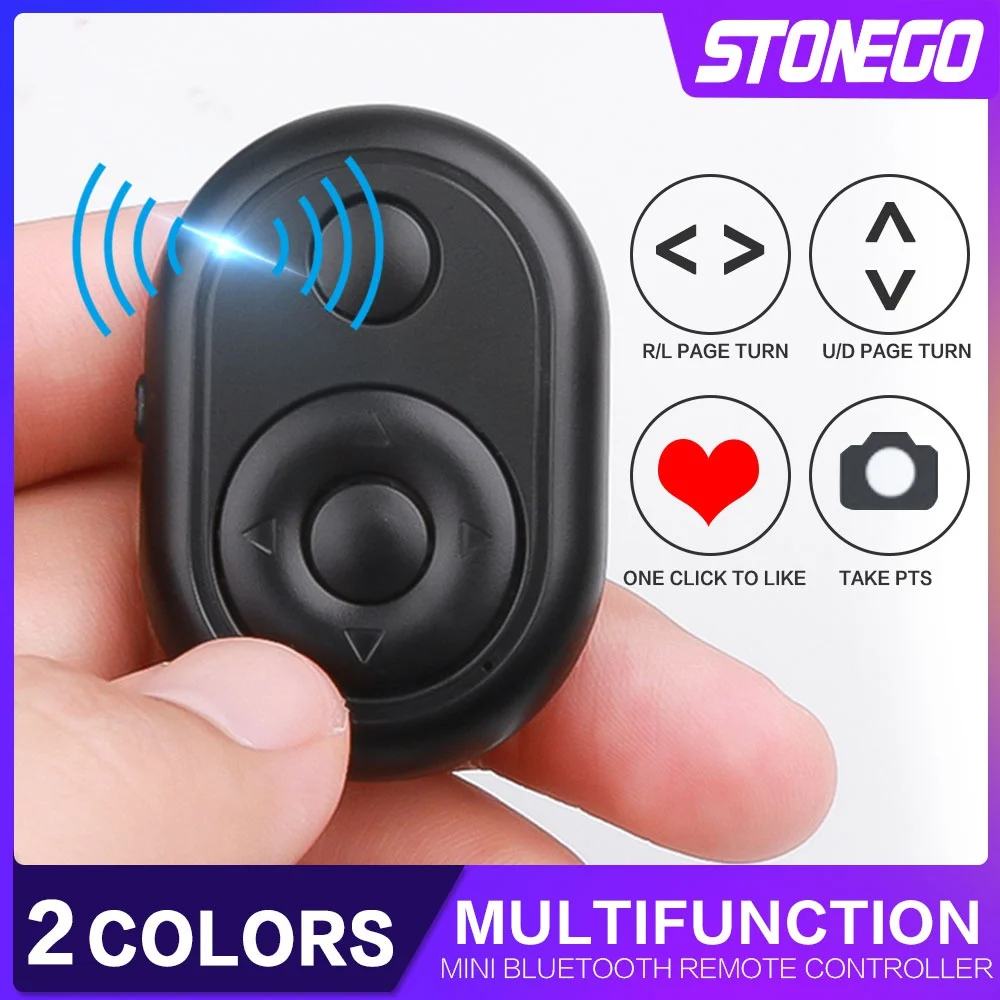 STONEGO Bezprzewodowy mini pilot zdalnego sterowania Bluetooth Przycisk kontrolera migawki do aparatu Telefon Selfie TV dla Androida IOS