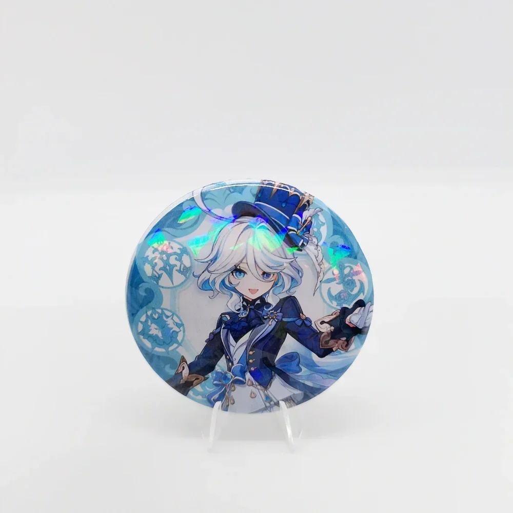 58mm Impact Laser Brooch Pins Anime Badge The Knave Arlecchino Cosplay Furina Neuvillette Freena Accessories Backpack Gift