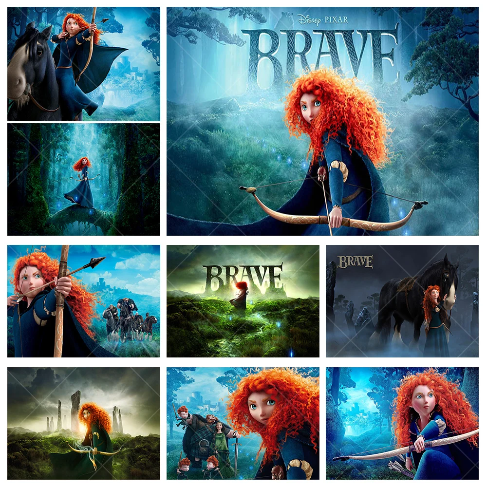 

Disney Brave Princess Merida Background Kids Birthday Party Backdrop Polyester Vinyl Banner Photography Studios Props