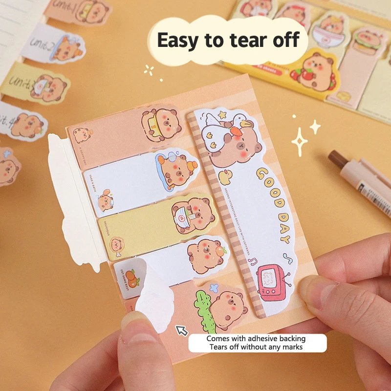 120Pcs Capybara Sticky Index Tab Cute Memoranda Notebook Page Markers Classify Sticker Office School Supplies