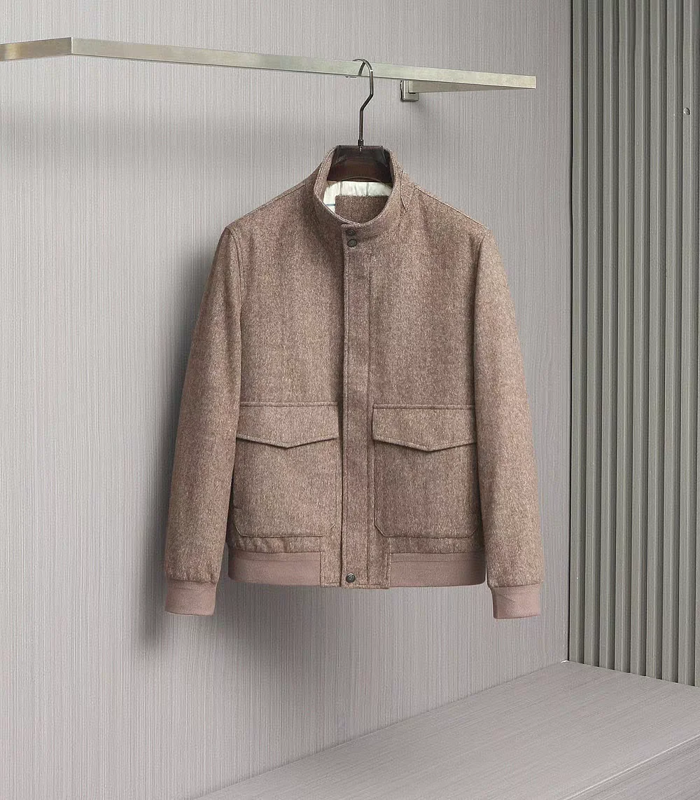 

Italian Sle Luxury Men's Casual Jaet Stand Collar Zipper Button Open Cardigan Busin Simple Autumn Winter Coat