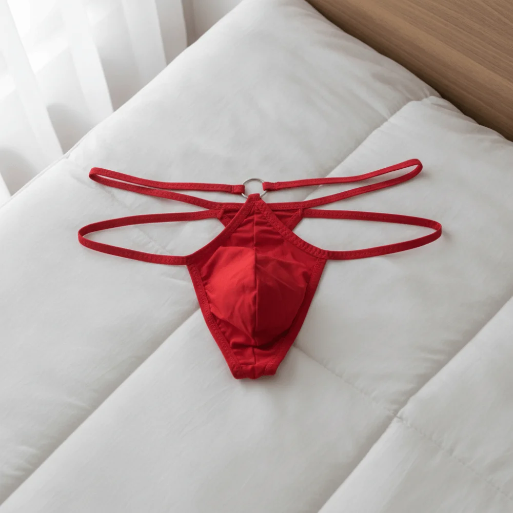Breathable Mesh Men's Thin Thong Transparent Low Waist Men Underwear Male Lingerie Thin Strip Triangle Panties Anniversary