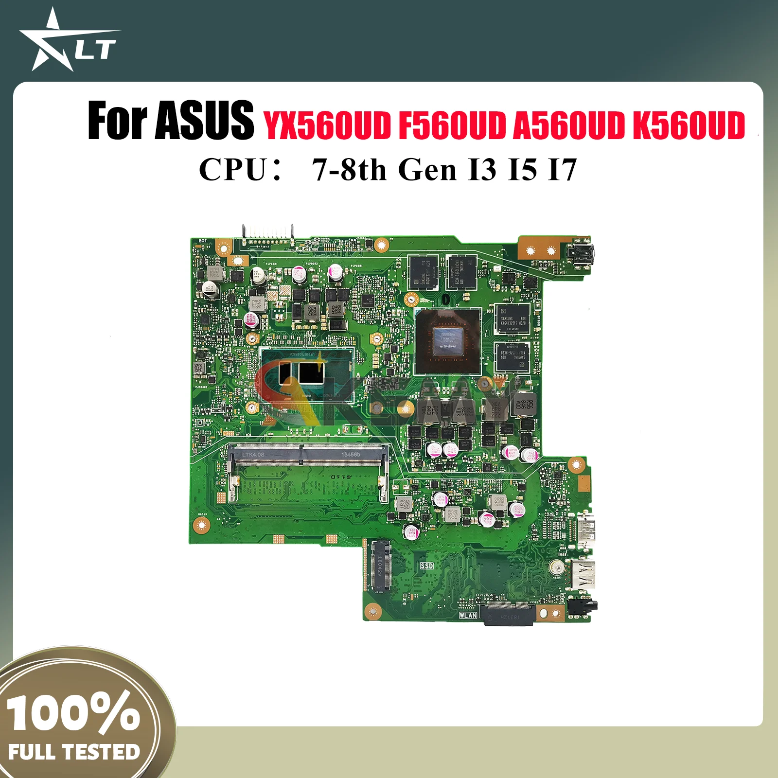 

X560UD Материнская плата для ноутбука ASUS VivoBook A560UD YX560UD F560UD X560U K560UD X560UD Материнская плата с процессором I3 I5 I7 100% тест ОК