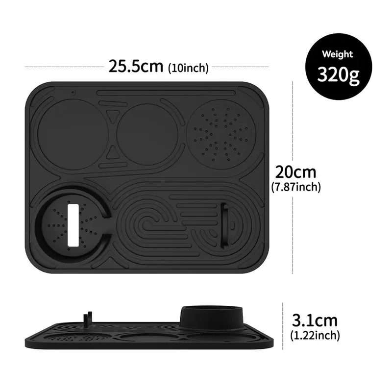 A68P-2PCS Silicone Coffee Mat Universal For Ninja Luxe Cafe & Other Machines Non-Slip Protects Countertops &Holds Accessories