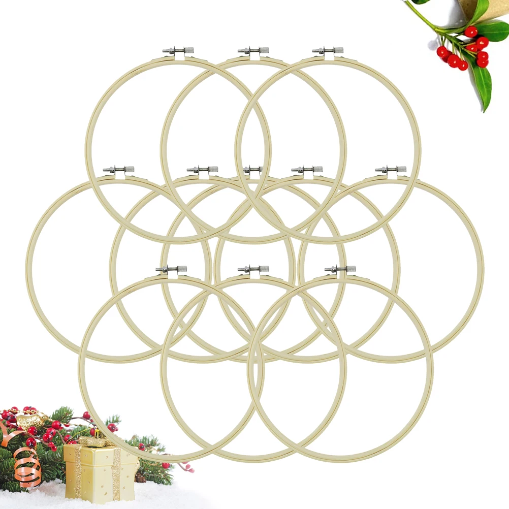 

12 PCS Bamboo Embroidery Stretch Code Frame Cross Stitch Kits Craft Hoop Small Wooden Ring