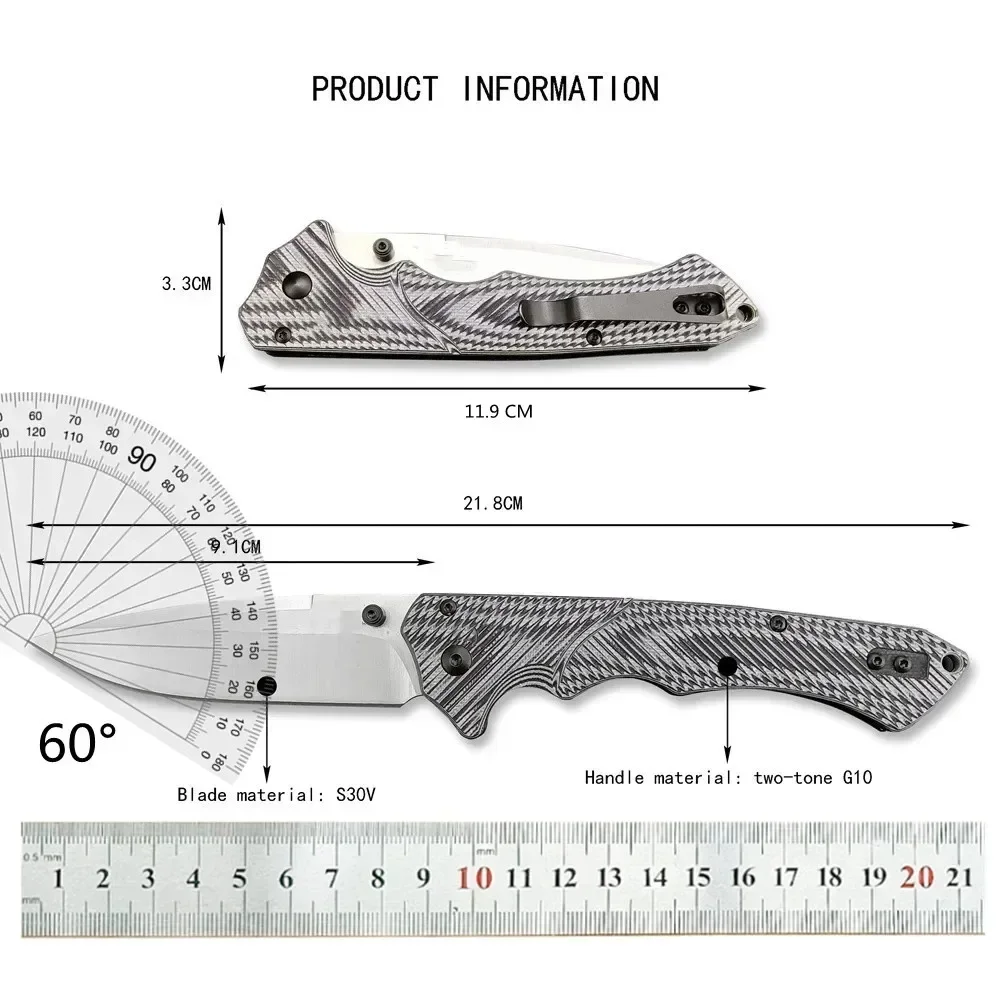 BM 615BK Folding Knife S30V Blade G10 Handle Hunting Knife Outdoor Camping Rescue Survival Tools Self Defense Tactical Knife